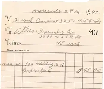 Invoice from November 28, 1947 for Atlas Foundry Co.